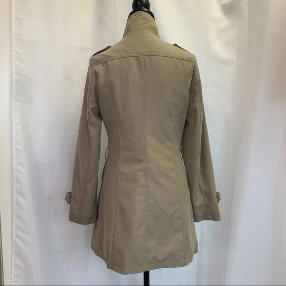 Tan brown beige short trenchcoat size medium - Picture 6 of 11